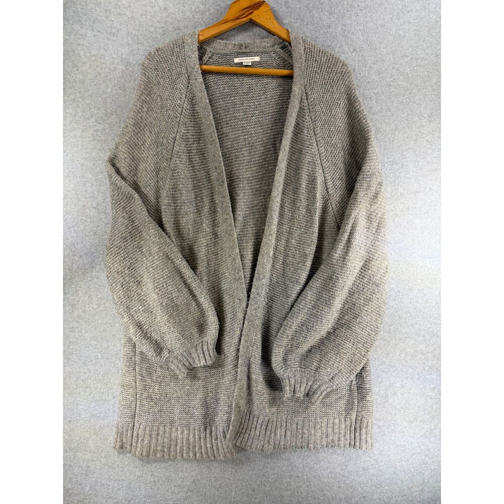 American Eagle Women’s XXL Gray Open Front Knit Cardigan Wool Blend 3755